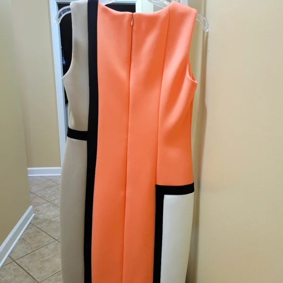 Calvin Klein Peach and Black Color Block Dress - Picture 3 of 4